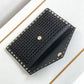VO GARAVANI ROCKSTUD RAFFIA CLUTCH BAG IN BLACK 28CM