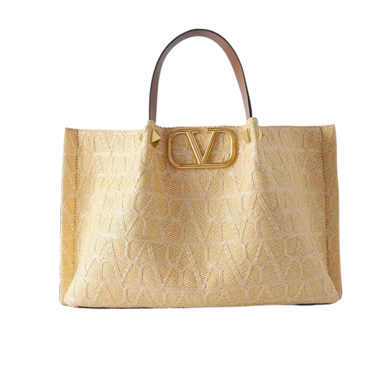 VO GARAVANI VLOGO EMBROIDERED RAFFIA TOTE BEIGE 35CM