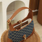 GG 637092 subaxillary bag Leather brown blue canvas