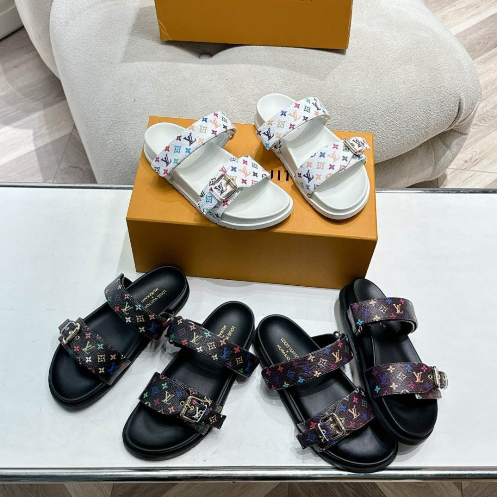 LV X TAKASHI MURAKAMI BOM DIA FLAT COMFORT MULE WHITE 1AGXTV