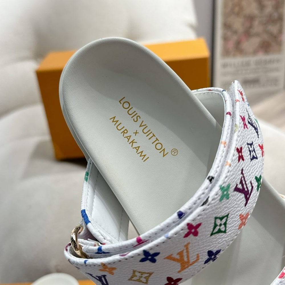 LV X TAKASHI MURAKAMI BOM DIA FLAT COMFORT MULE WHITE 1AGXTV