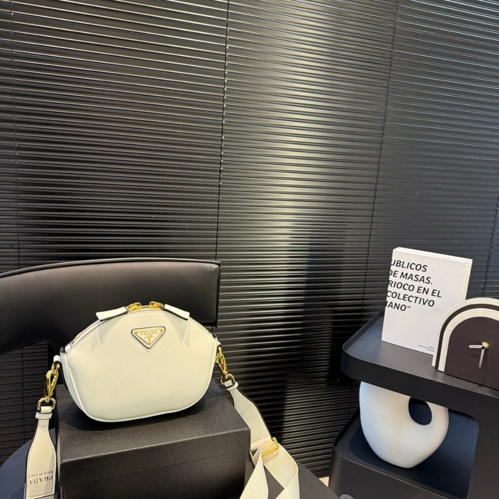 PR LEATHER MINI SHOULDER BAG WHITE 21CM