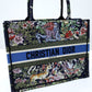 DIR1286 Book Tote small size 36.5cm 41.5cm Embroidery green black