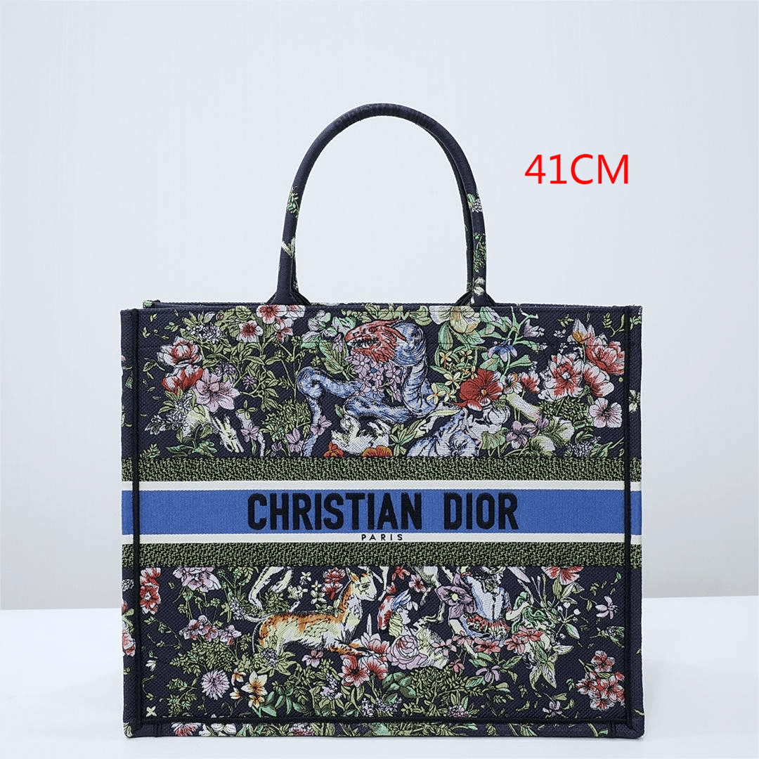 DIR1286 Book Tote BIG size 41.5cm 36.5cm Embroidery LOGO Handbag black blue