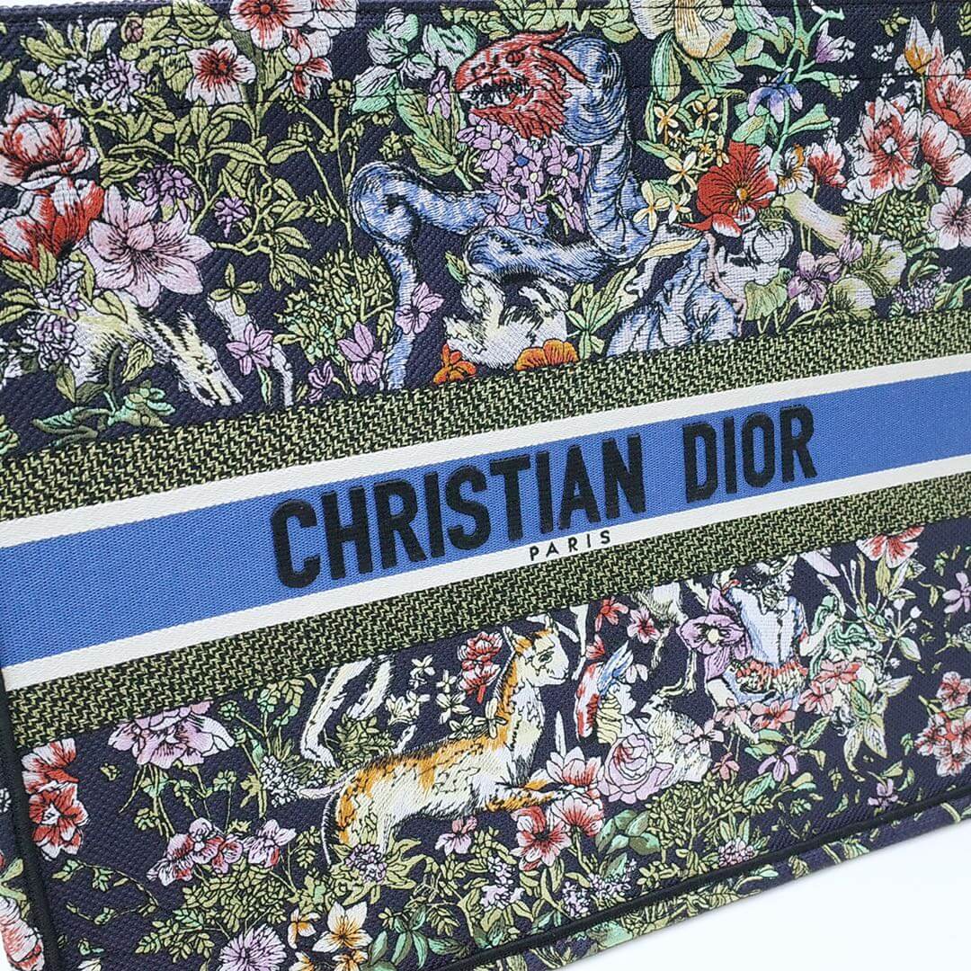 DIR1286 Book Tote BIG size 41.5cm 36.5cm Embroidery LOGO Handbag black blue