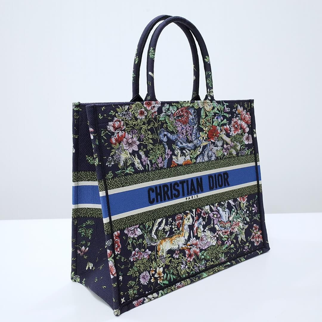 DIR1286 Book Tote BIG size 41.5cm 36.5cm Embroidery LOGO Handbag black blue