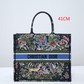 DIR1286 Book Tote small size 36.5cm 41.5cm Embroidery green black