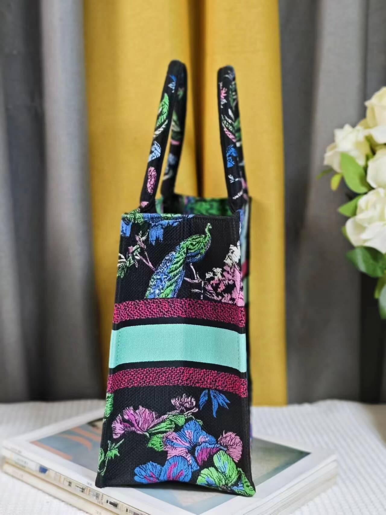 DIR Book Tote Blue Multicolor Toile de Jouy Voyage Embroidery 1286