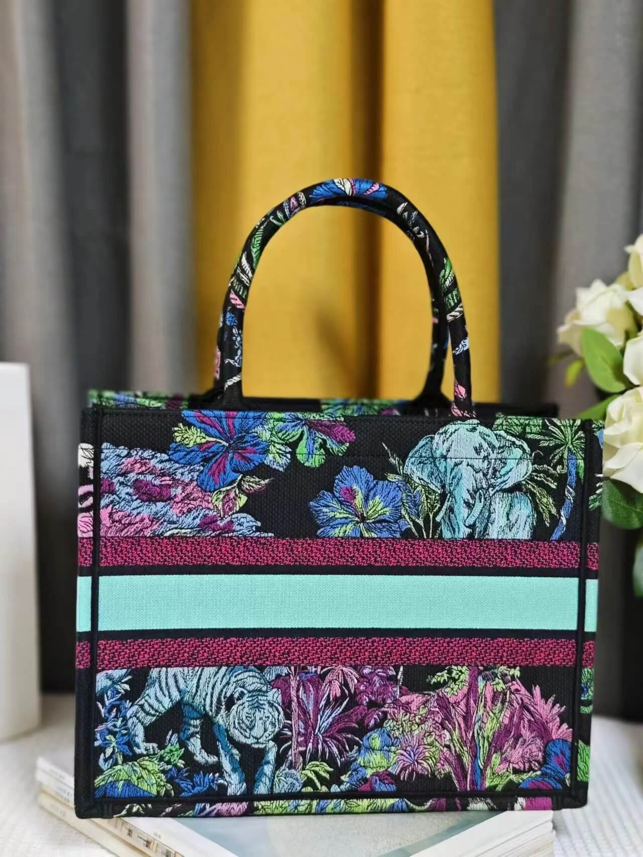 DIR Book Tote Blue Multicolor Toile de Jouy Voyage Embroidery 1286