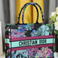 DIR Book Tote Blue Multicolor Toile de Jouy Voyage Embroidery 1286