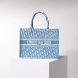 DIR1286 Book Tote blue BIG Handbag 36.5cm 41.5cm Embroidery LOGO blue