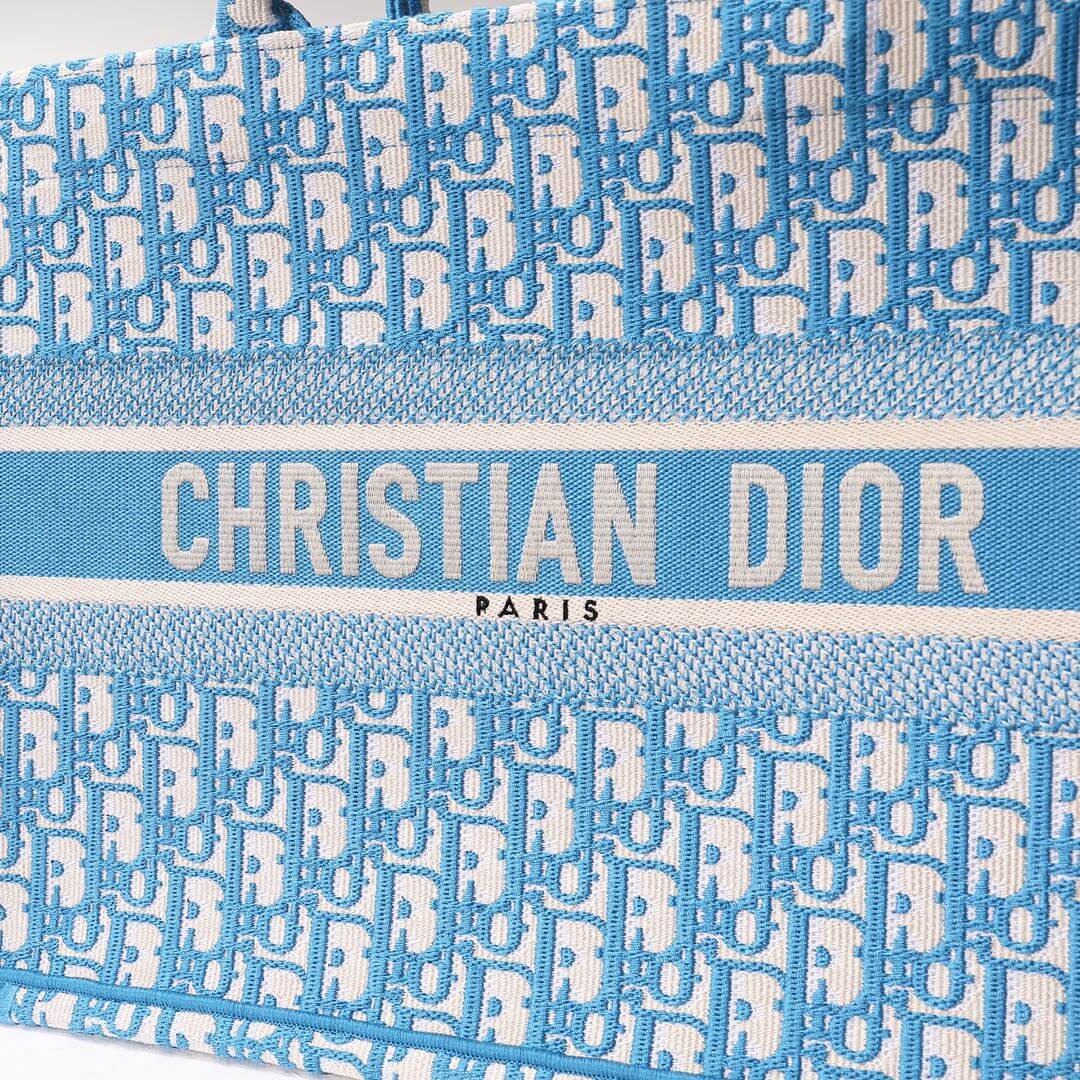 DIR1286 Book Tote blue BIG Handbag 36.5cm 41.5cm Embroidery LOGO blue