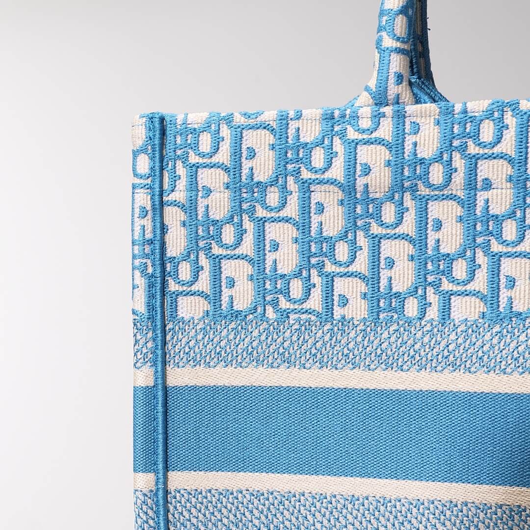 DIR1286 Book Tote blue BIG Handbag 36.5cm 41.5cm Embroidery LOGO blue