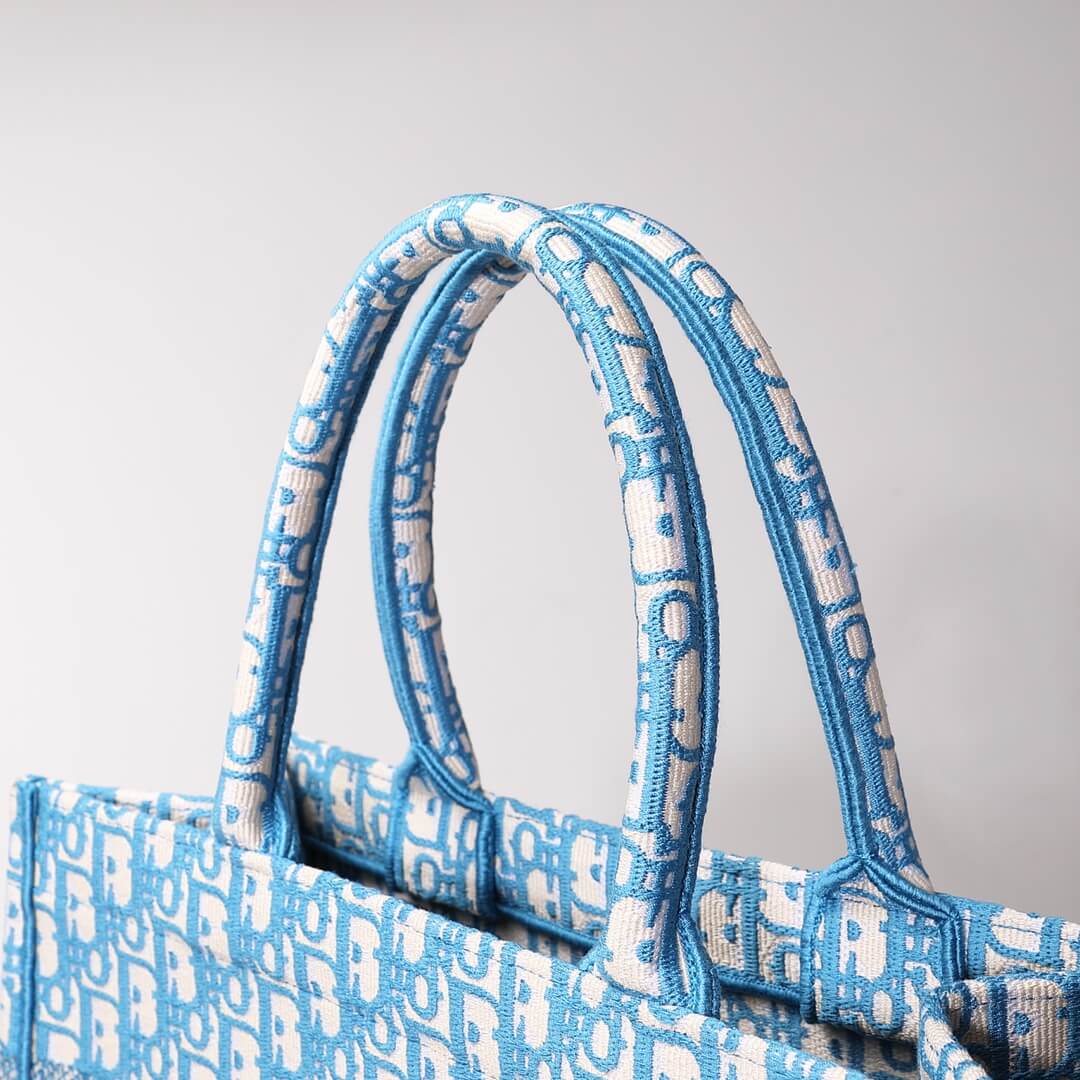 DIR1286 Book Tote blue BIG Handbag 36.5cm 41.5cm Embroidery LOGO blue