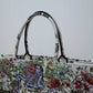 DIR1286 Book Tote green WHITE blue BIG size 41.5cm 36.5cm Embroidery