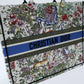DIR1286 Book Tote green WHITE blue BIG size 41.5cm 36.5cm Embroidery