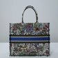 DIR1286 Book Tote green WHITE blue BIG size 41.5cm 36.5cm Embroidery