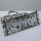 DIR1286 Book Tote green WHITE blue BIG size 41.5cm 36.5cm Embroidery