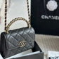 CC CLUTCH BAG WITH CHAIN IN BLACK 15CM