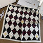 CC COCO CARO SILK SCARF IN WHITE AND BLACK 70CM