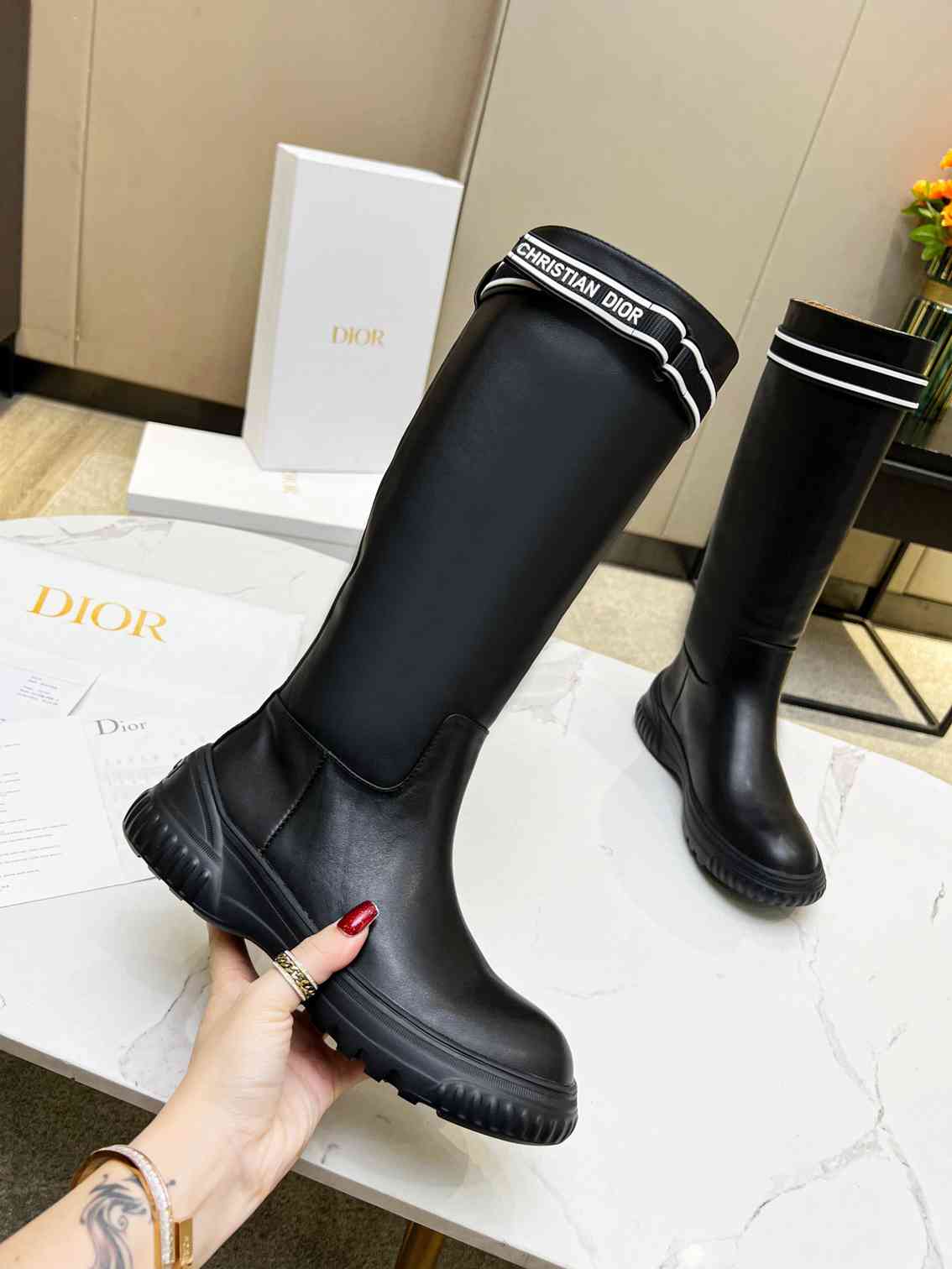 DD D RACER BOOT CALFSKIN BLACK KDI781VEA S17X