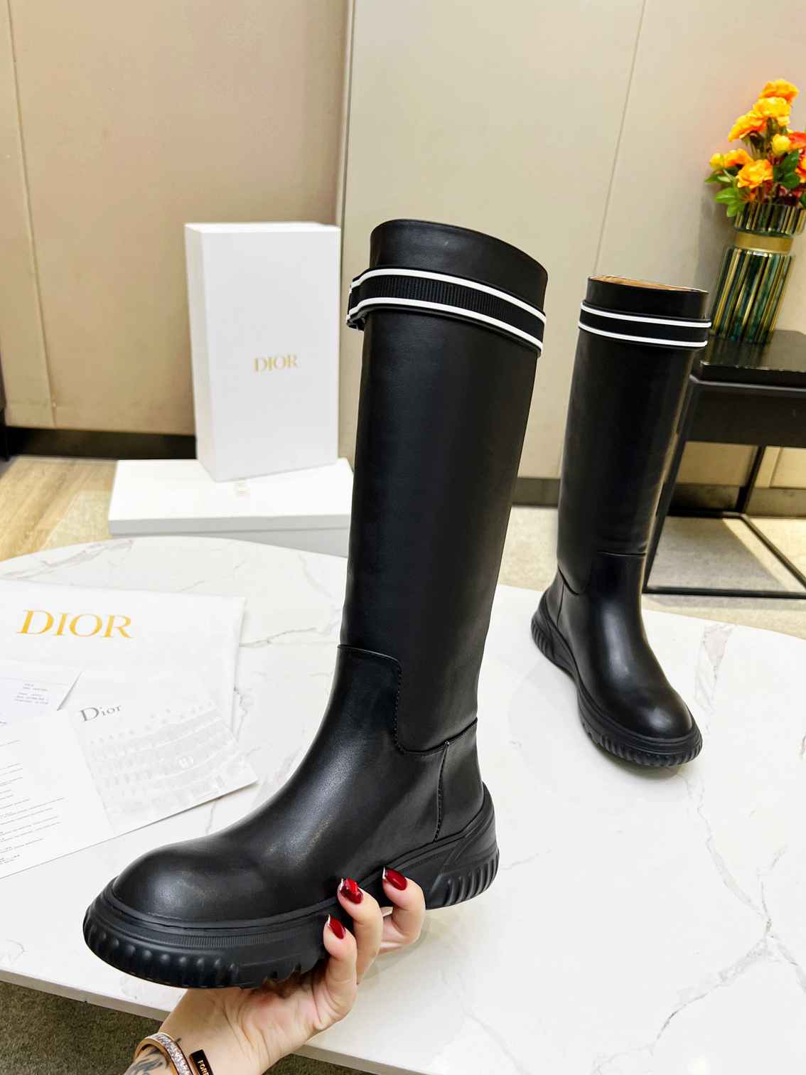 DD D RACER BOOT CALFSKIN BLACK KDI781VEA S17X