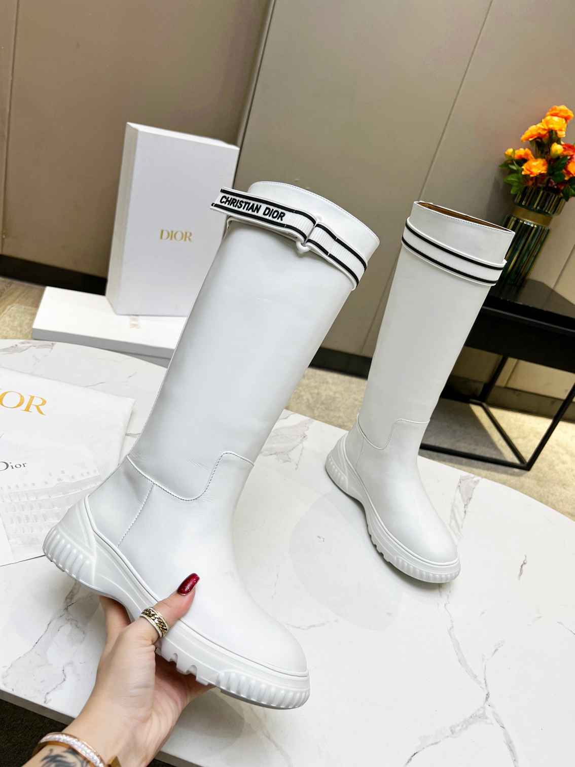 DD D RACER BOOT CALFSKIN WHITE