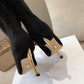 DD WOMEN D FAME HEELED ANKLE BOOT SUEDE CALFSKIN BLACK