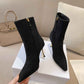 DD WOMEN D FAME HEELED ANKLE BOOT SUEDE CALFSKIN BLACK