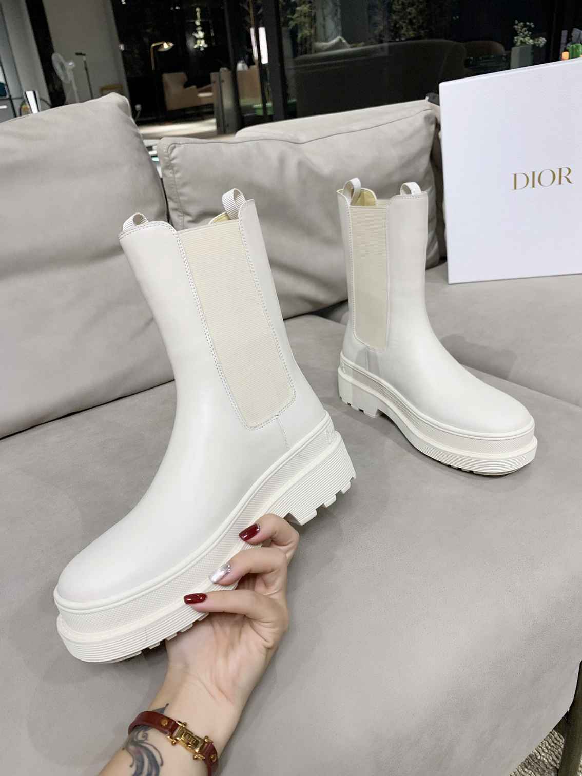 DD TRIAL ANKLE BOOTS LEATHER WHITE