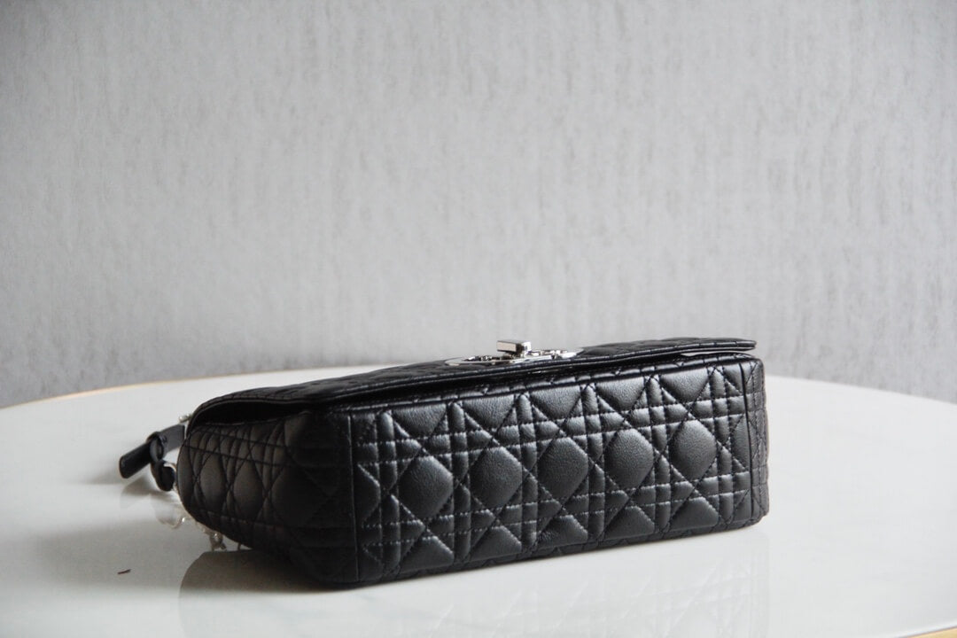 DIR 2023 Caro black silver real leather sling shoulder bag