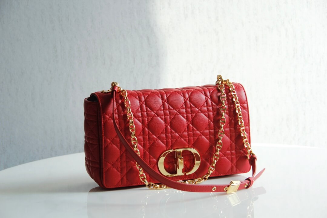 DIR 2023 Caro red real leather sling shoulder bag