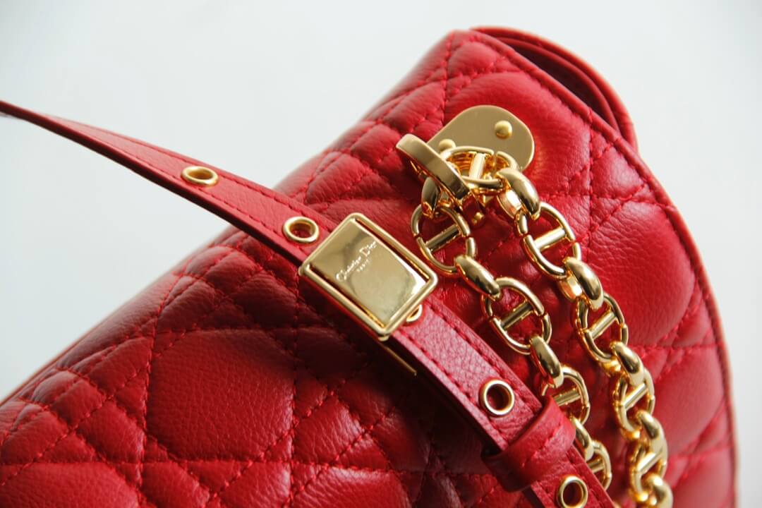 DIR 2023 Caro red real leather sling shoulder bag