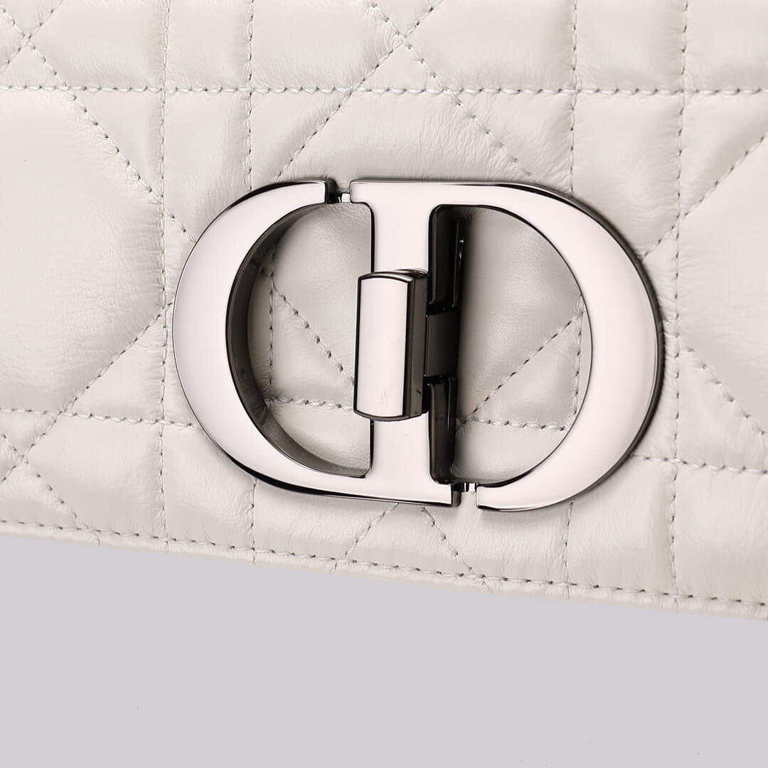 DIR 2023 Caro white silver real leather sling shoulder bag