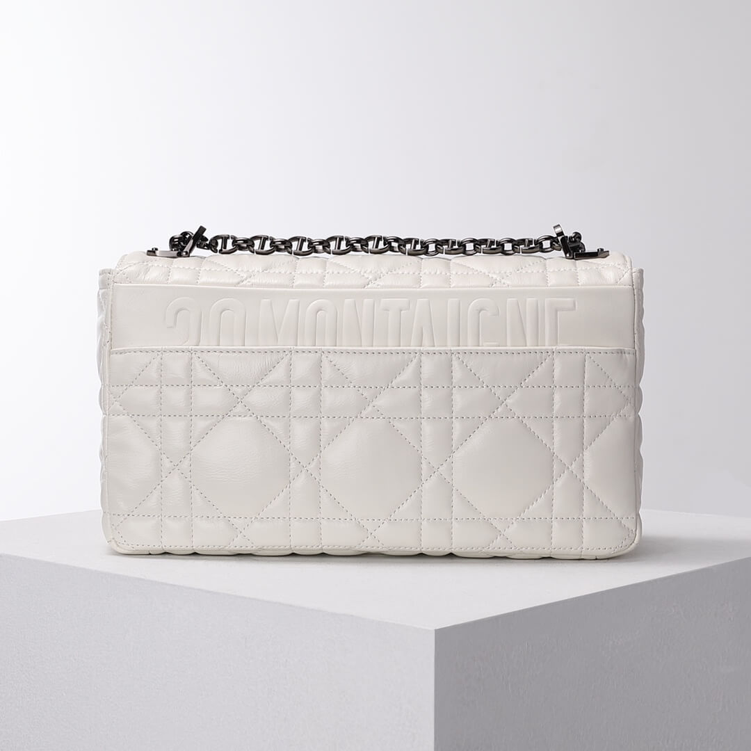 DIR 2023 Caro white silver real leather sling shoulder bag