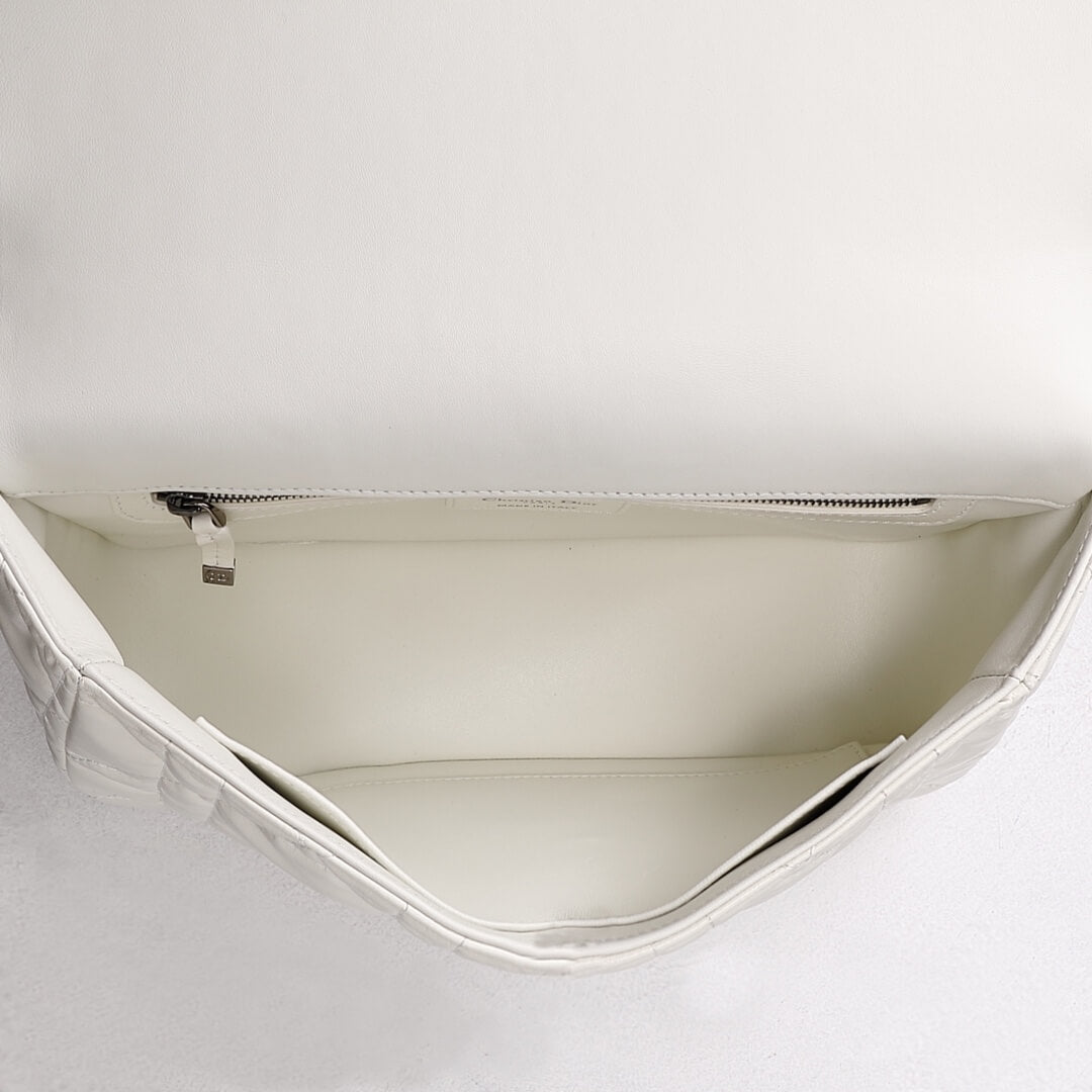 DIR 2023 Caro white silver real leather sling shoulder bag