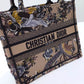 DIR1286 Book Tote black BIG 26.5cm Handbag Embroidery LOGO grey