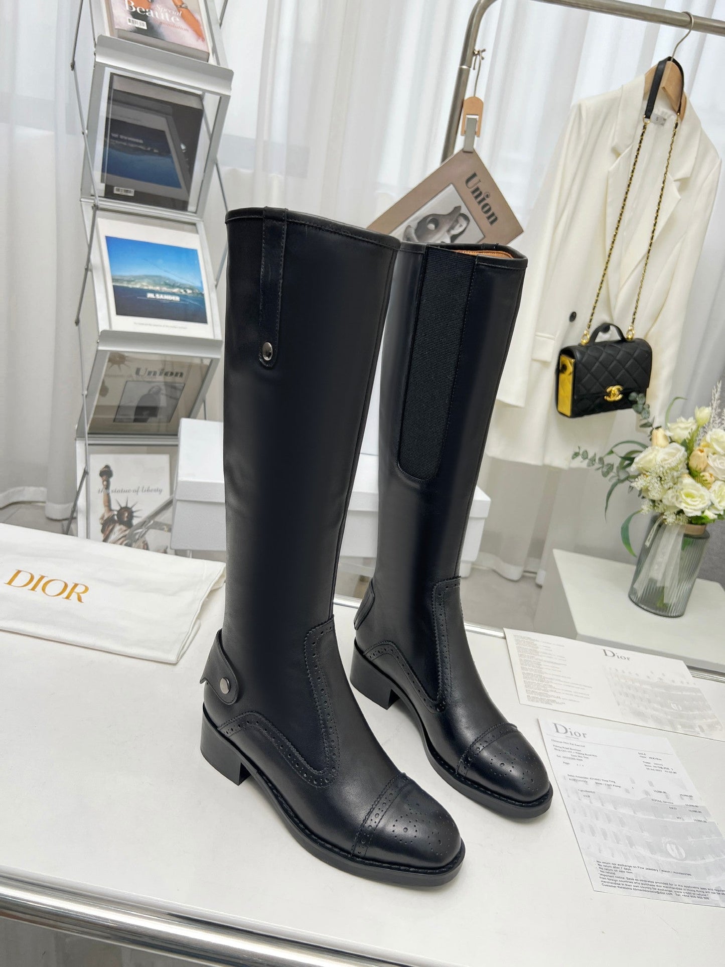 DD D FOLK HEELED HIGH BOOT BLACK