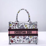 DIR 1286 Book Tote bag size 36.5cm 41.5cm Embroidery LOGO Handbag pink yellow flower