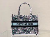 DIR1286 Book Tote bag size 36.5cm 41.5cm Embroidery LOGO Handbag green blue flower