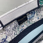 DIR1286 Book Tote bag size 36.5cm 41.5cm Embroidery LOGO Handbag green blue flower