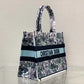 DIR1286 Book Tote bag size 36.5cm 41.5cm Embroidery LOGO Handbag green blue flower