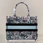 DIR1286 Book Tote bag size 36.5cm 41.5cm Embroidery LOGO Handbag green blue flower