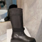 DD D MAJOR BOOT FABRIC AND CALFSKIN IN BLACK AND BLACK