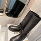 DD D MAJOR BOOT FABRIC AND CALFSKIN IN BLACK AND BLACK