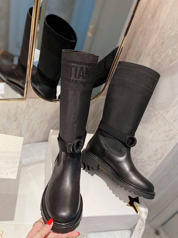 DD D MAJOR BOOT FABRIC AND CALFSKIN IN BLACK AND BLACK
