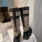 DD D MAJOR BOOT FABRIC AND CALFSKIN IN TAUPE AND BLACK KCI611SLTB  S46X