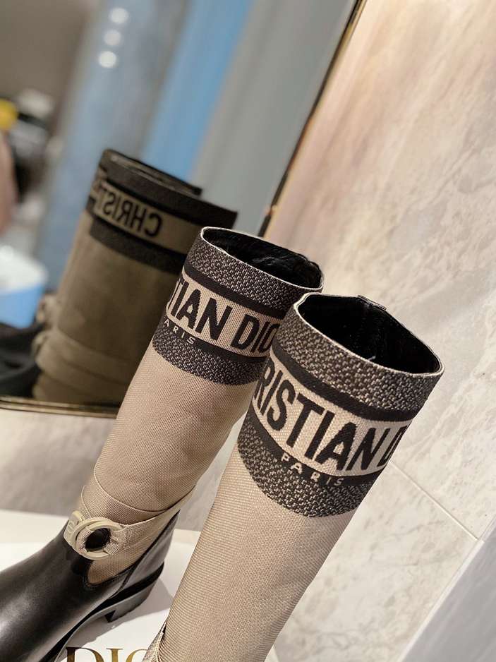 DD D MAJOR BOOT FABRIC AND CALFSKIN IN TAUPE AND BLACK KCI611SLTB  S46X