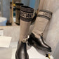 DD D MAJOR BOOT FABRIC AND CALFSKIN IN TAUPE AND BLACK KCI611SLTB  S46X