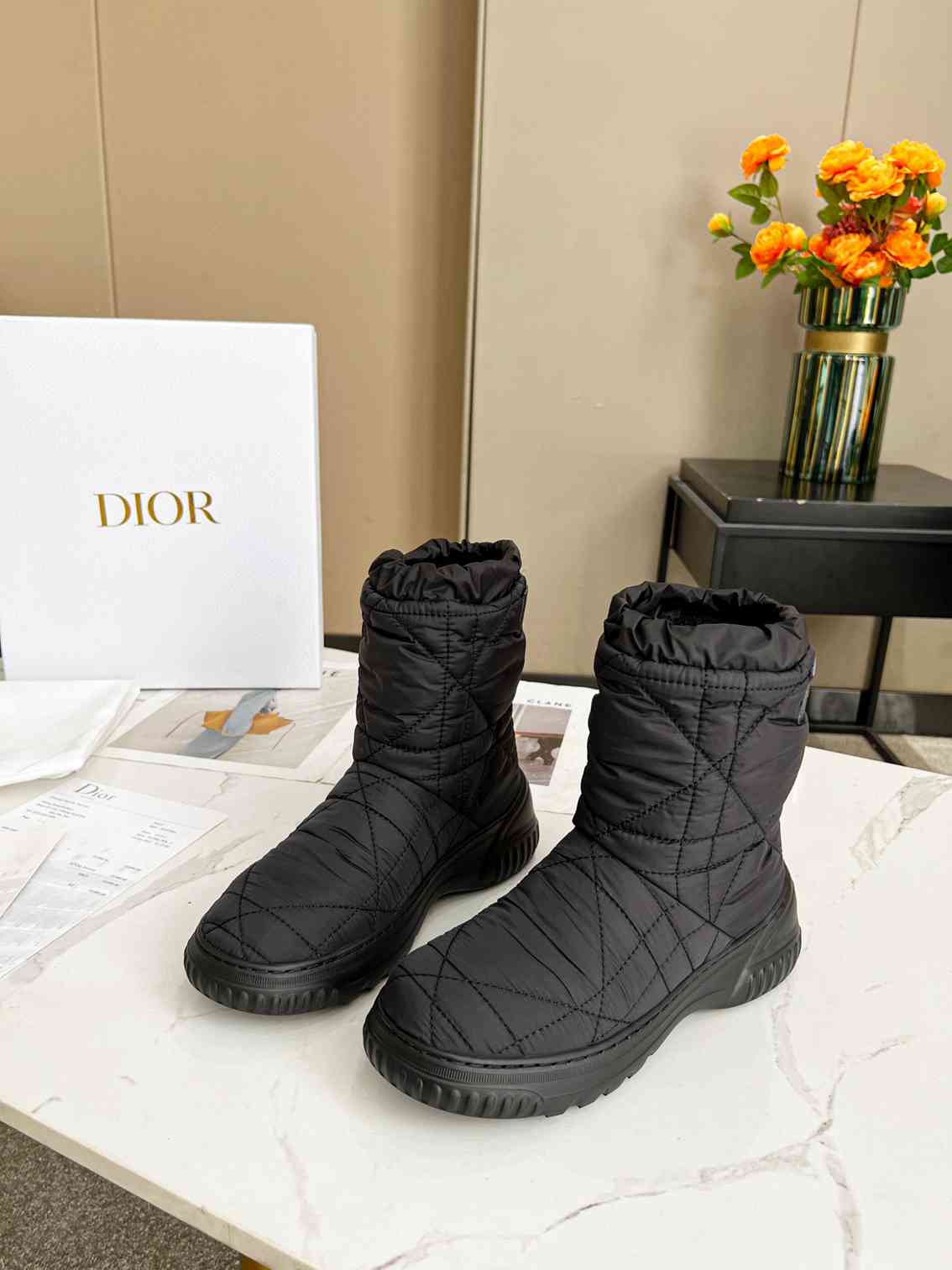 DD FROST ANKLE BOOT BLACK QUILTED NYLON BLACK